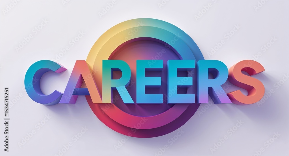 Poster careers text digital graphic 3d text contrast circular gradient design on plain white background