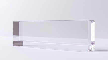 3D render of a clear acrylic display block decor on white background