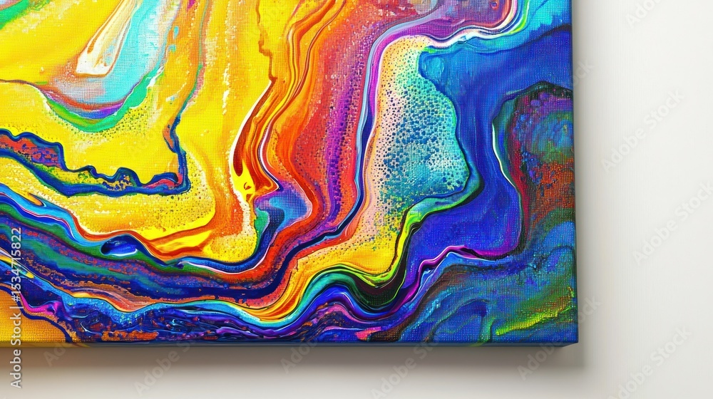 Poster 3d render of a colorful abstract canvas art piece on white background