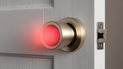 Modern door handle with red indicator light