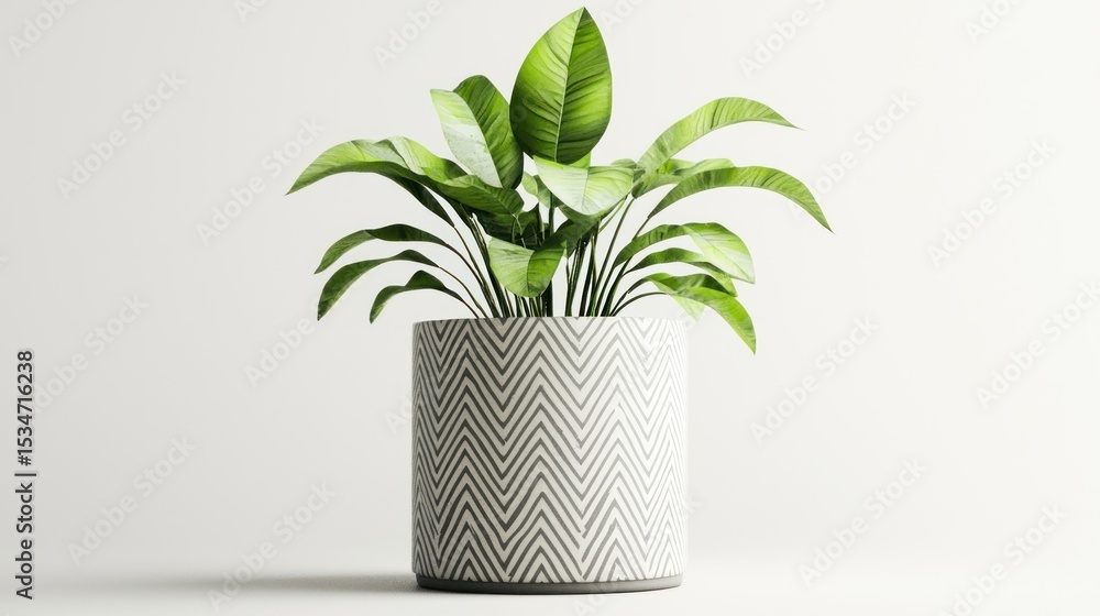 Poster 3d render of a cylinder planter with geometric pattern on white background