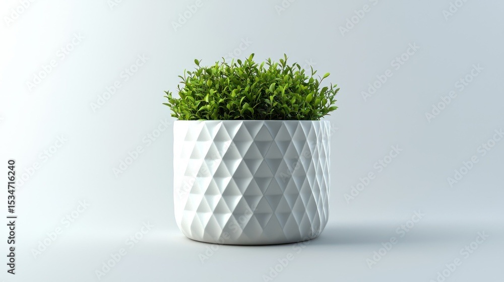Poster 3d render of a cylinder planter with geometric pattern on white background