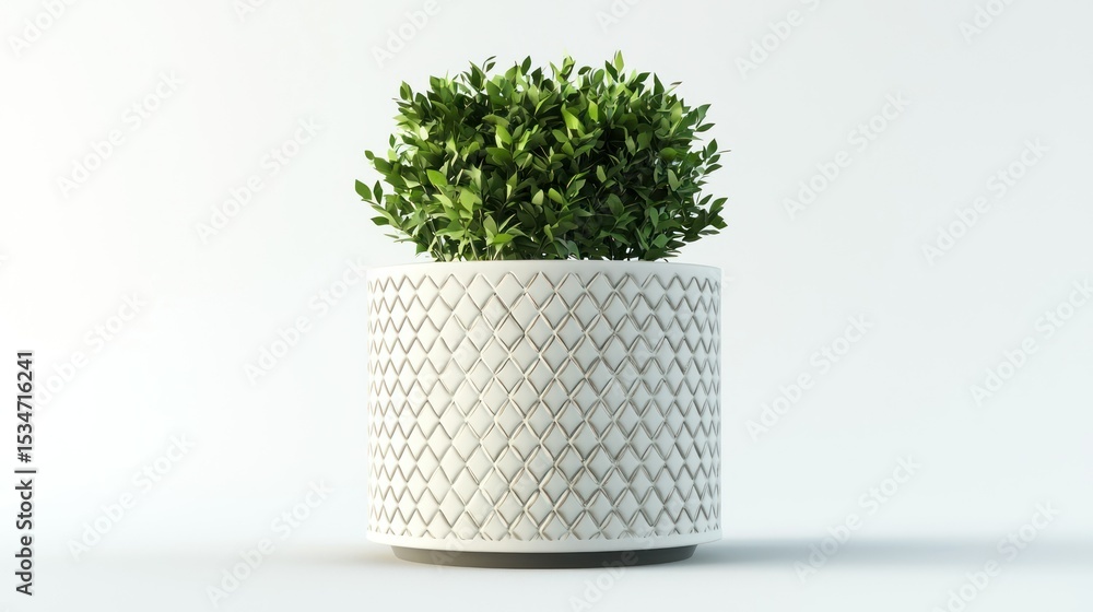 Poster 3d render of a cylinder planter with geometric pattern on white background