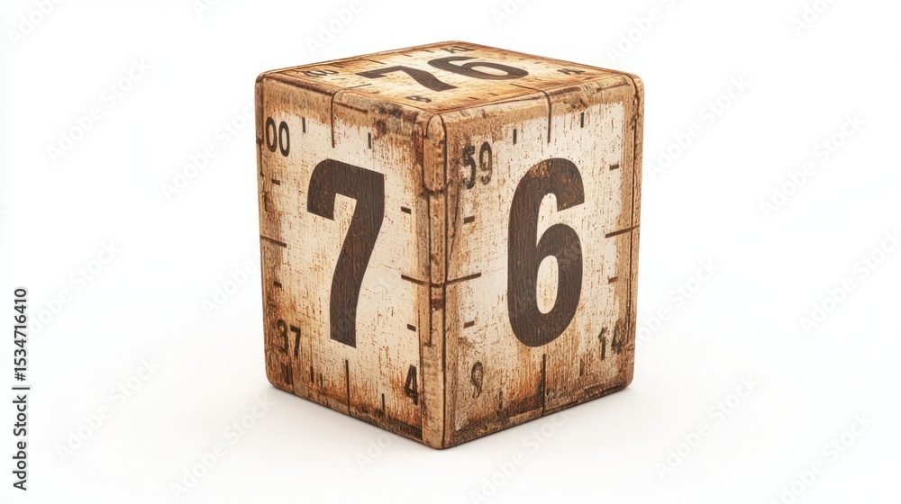 Poster 3d render of a decorative countdown calendar block on white background