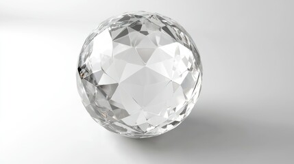 3D render of a faceted glass orb for tabletop decor on white background