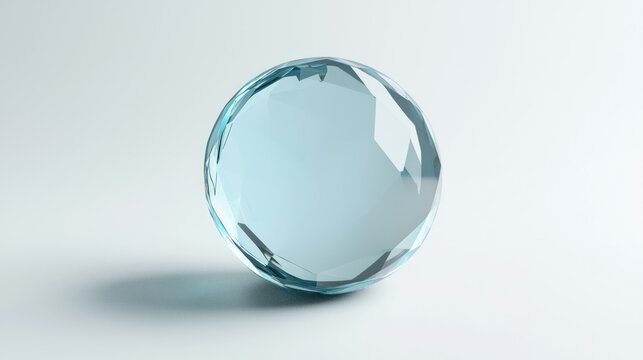 3D render of a faceted glass orb for tabletop decor on white background