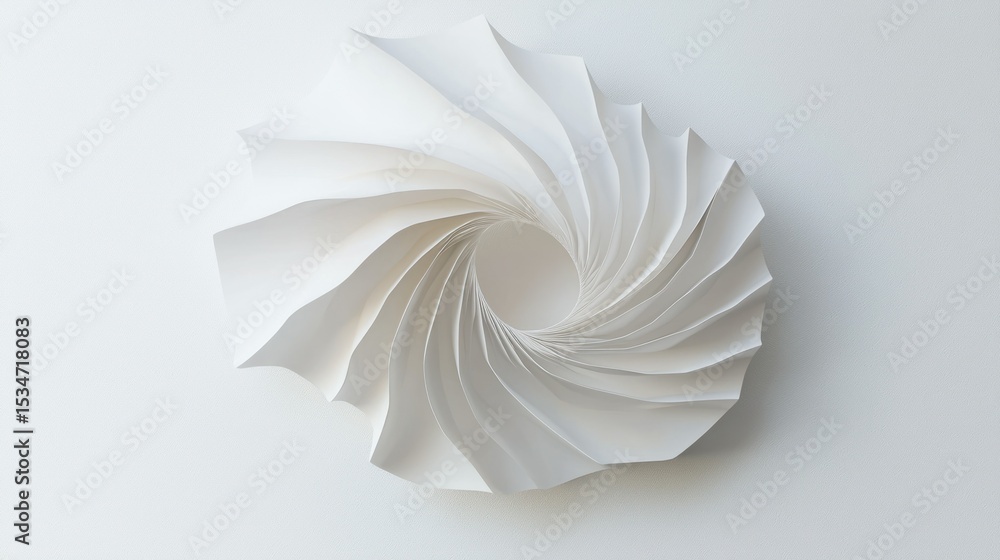 Poster 3d render of a folded shape paper-inspired decor object on white background
