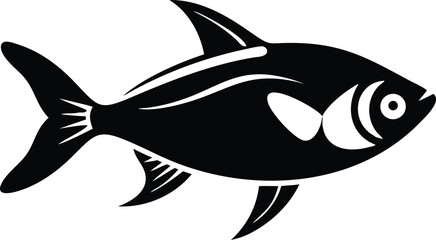 Red eyed tetra fish illustration on white background