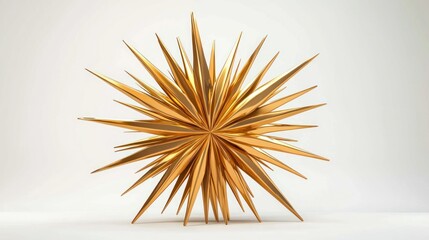 Fototapeta premium 3D render of a gold starburst New Year decor sculpture on white background