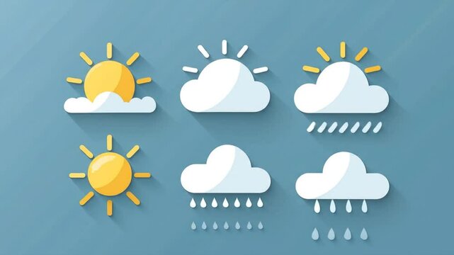Illustrative Weather Forecast Icons Animated Graphic
