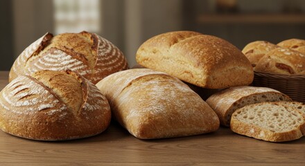 Naklejka premium Artisan bread baking showcase cozy kitchen food warm environment deliciousness