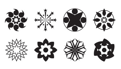 Set of circular shape assets, mandala pattern assets