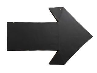 Black cardboard arrow transparent PNG 3d rendered paper direction signal pointer or way indicator graphic symbol