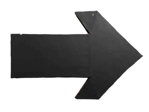 Black cardboard arrow transparent PNG 3d rendered paper direction signal pointer or way indicator graphic symbol