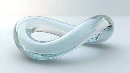 3D render of a looped glass tube as a modern decor piece on white background