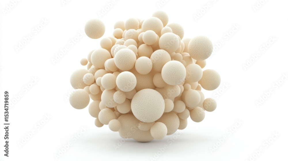 Aufkleber 3d render of a matte sphere cluster decor object on white background