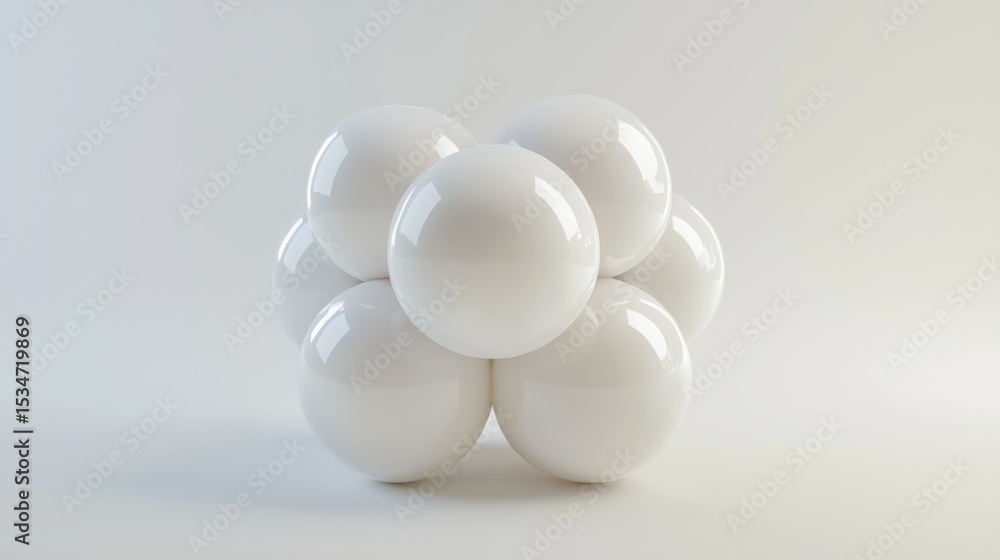 Poster 3d render of a matte sphere cluster decor object on white background