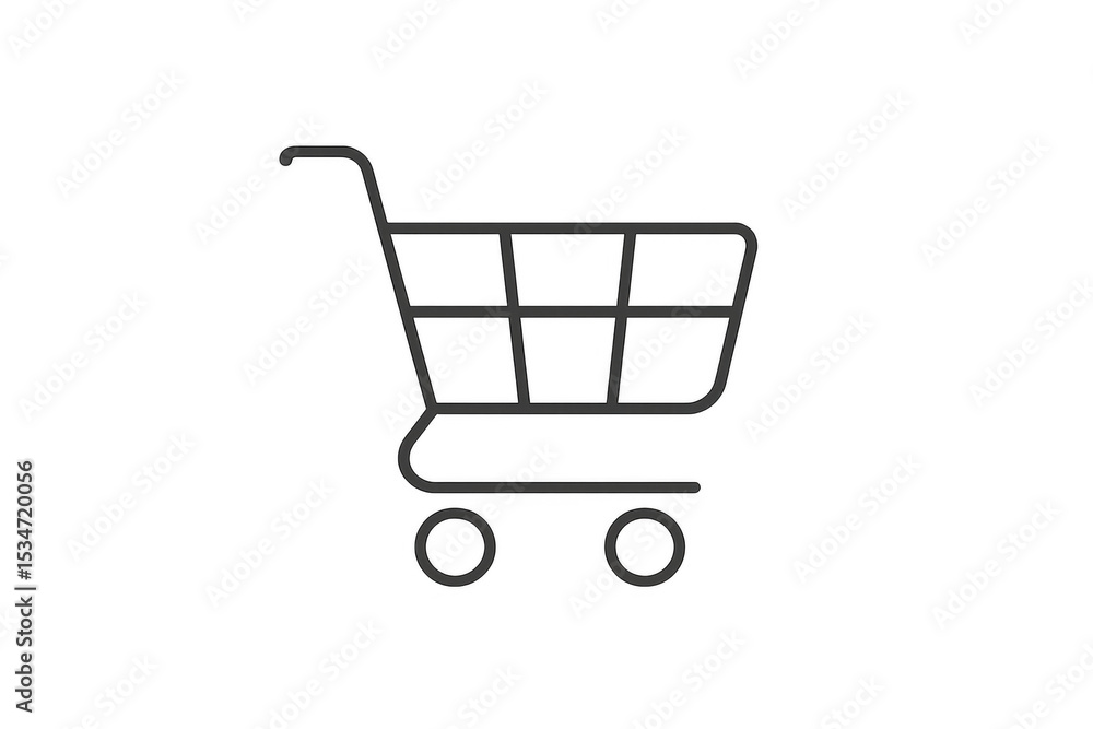 Aufkleber simple line art shopping cart icon on a transparent background, ideal for projects related to e-comm