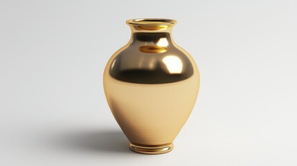 3D render of a metallic gold urn-style vase on white background