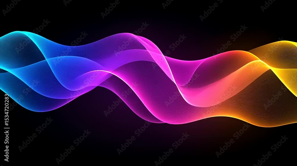 Aufkleber vibrant abstract waves of color flowing in a smooth pattern against a dark background