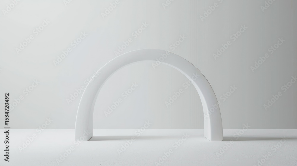 Poster 3d render of a minimal line archway sculpture on white background