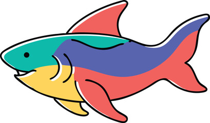 Redtail shark fish illustration on white background