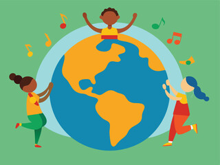 Children Around the World Holding the Globe in Unity and Peace
