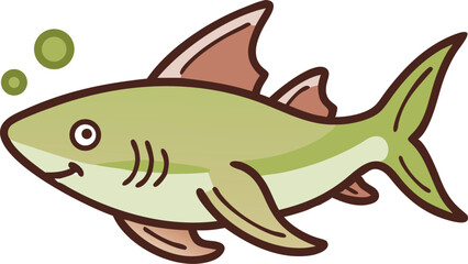 Redtail shark fish illustration on white background
