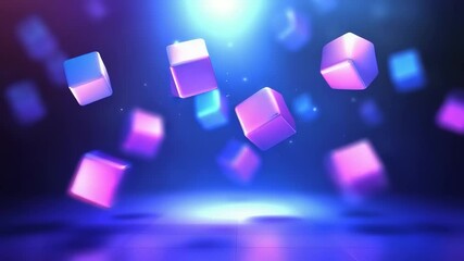 Floating glowing cubes in neon colors - Powered by Adobe