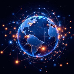 Global network background with digital connections and glowing nodes