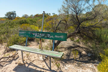 memorial seat by the ocean