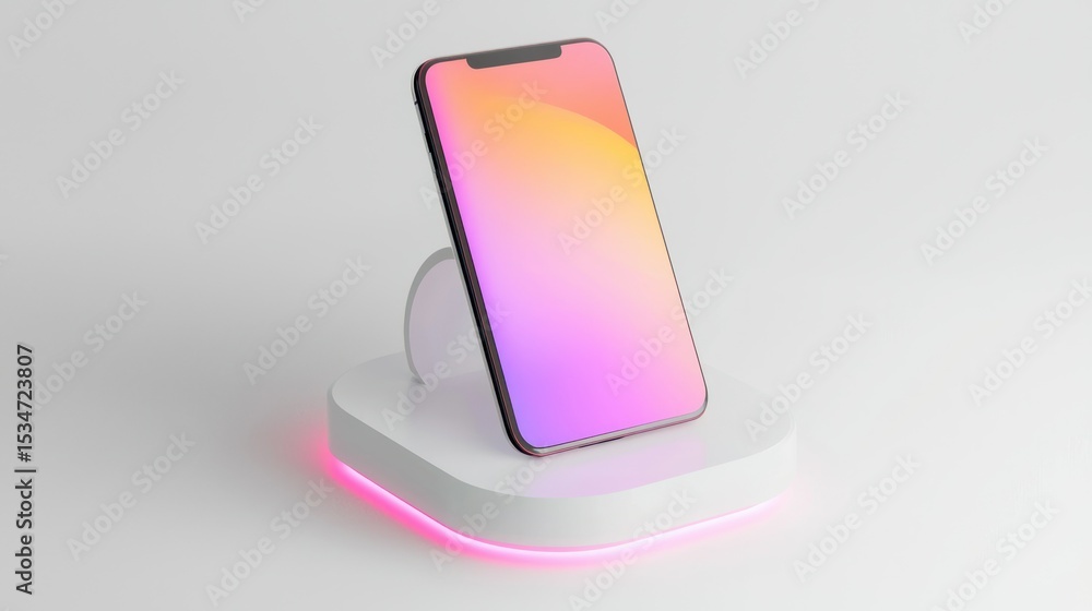Aufkleber 3d render of a smartphone stand in abstract design on white background