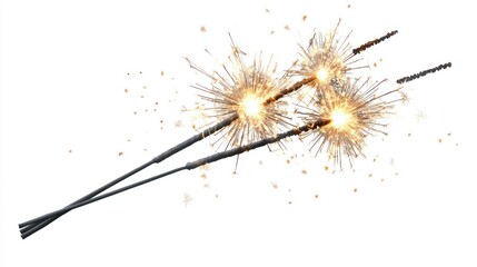 3D render of a sparkler fireworks bundle decor on white background
