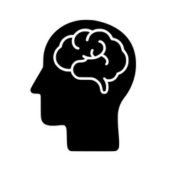 Human head silhouette with brain icon for thinking and innovation concepts