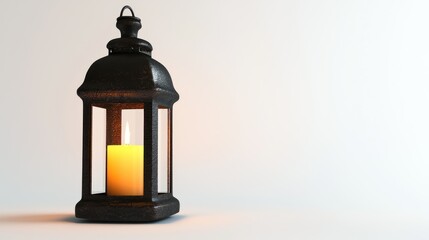 Fototapeta premium 3D render of a tabletop vintage lantern with candle on white background