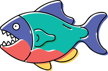 Detailed piranha fish illustration on white background