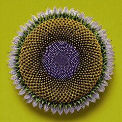 Detailed close-up view of a sunflower seed head.
