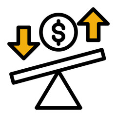 Financial Equilibrium Icon - Balance Income and Expenses (Outline Color Lineal Style)