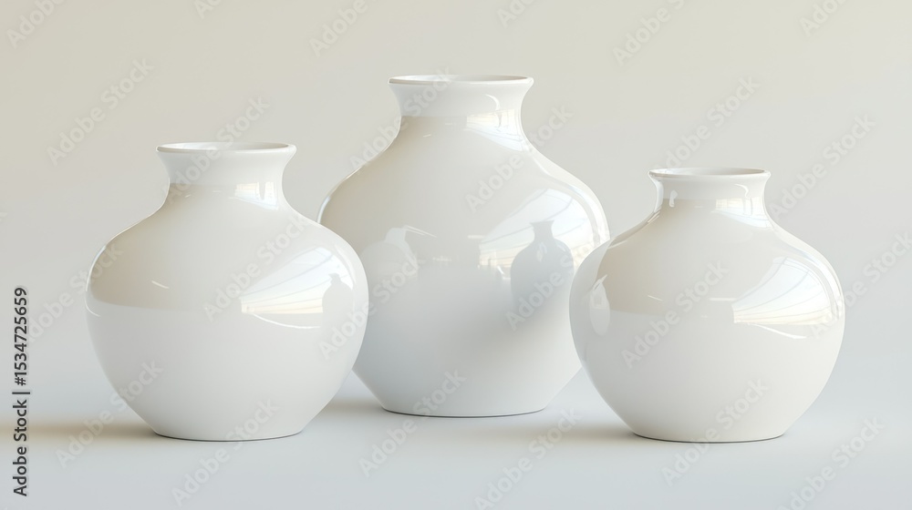 Poster 3d render of a three-piece nesting vases set on white background