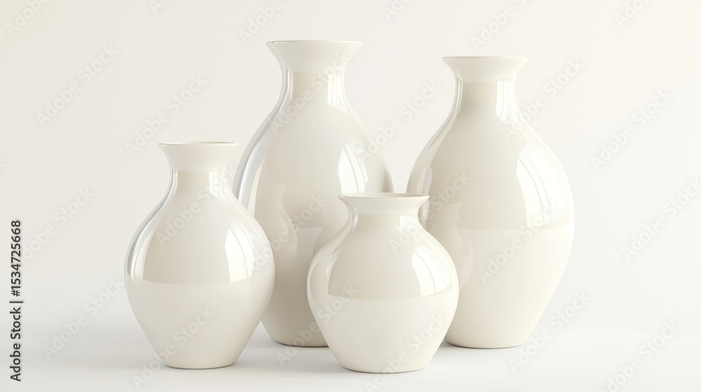 Poster 3d render of a three-piece nesting vases set on white background