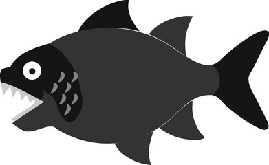 Detailed piranha fish illustration on white background
