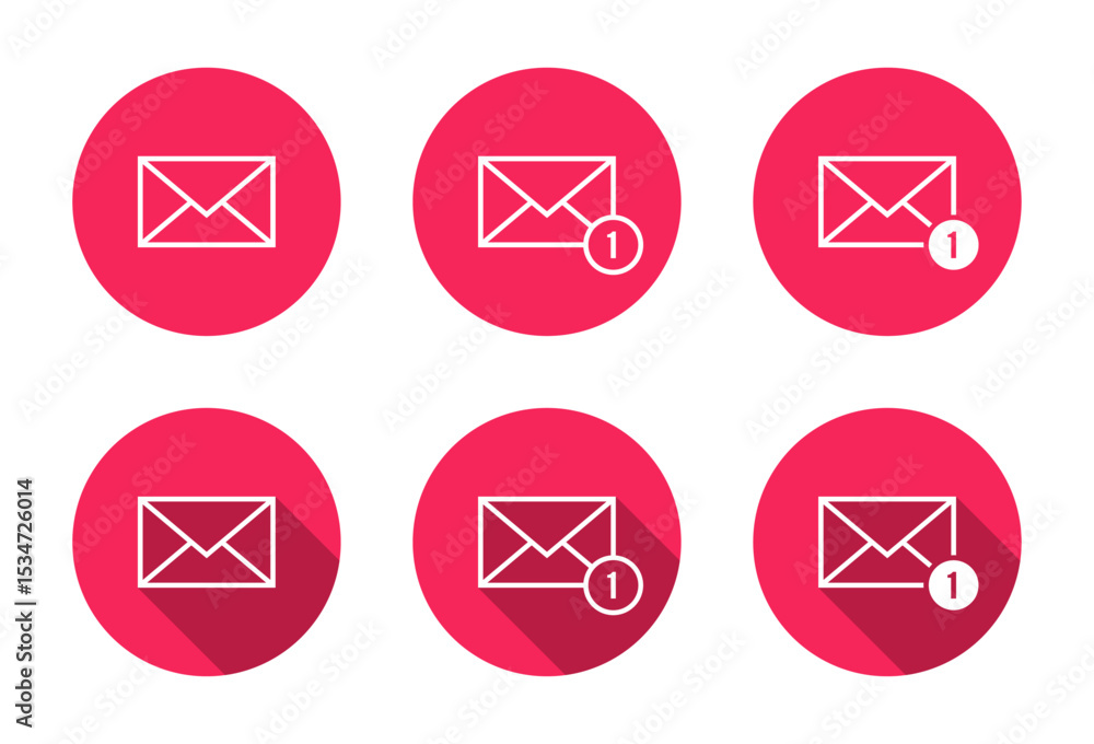 Poster message envelope notification outline icon with long shadow. email, mail sign symbol