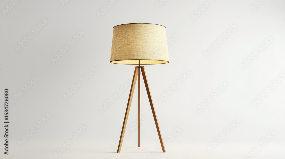 Poster 3d render of a tripod desk lamp with fabric shade on white background