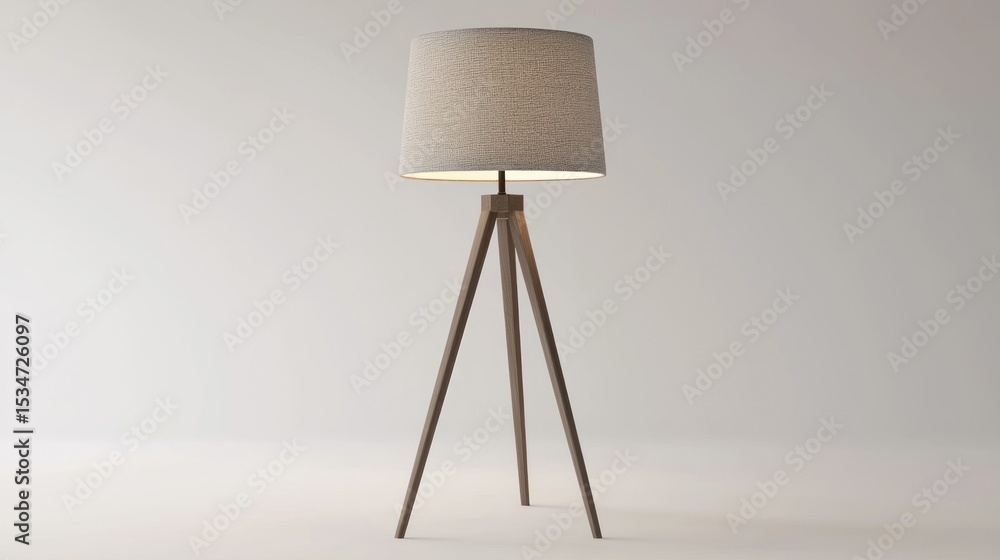 Poster 3d render of a tripod desk lamp with fabric shade on white background