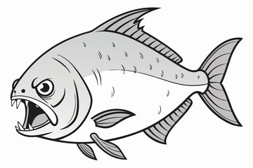 Detailed illustration of a piranha fish on a white background