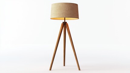 3D render of a tripod desk lamp with fabric shade on white background