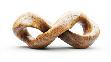 Obraz premium 3D render of a wooden abstract chain link sculpture on white background