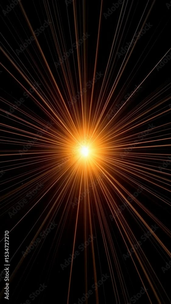 Poster radiant light emanating outwards in a burst of energetic rays, creating a sense of speed and movemen