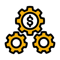 Industrial Process Efficiency Icon - Streamline Production Workflow (Solid Color Lineal Style)