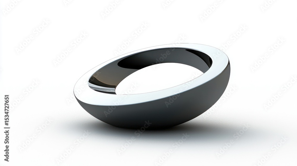 Poster 3d render of an ellipse cutout block as art object on white background